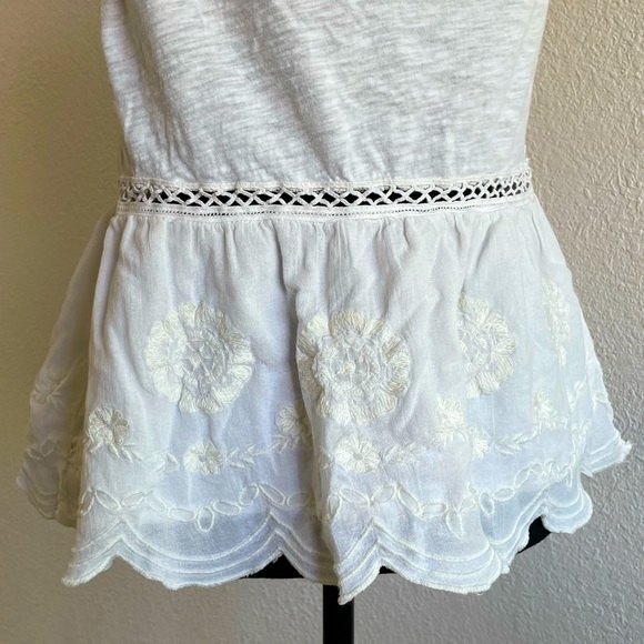 Anthropologie • Off White Meadow Rue Sleeveless Ruched T-Shirt Top Blouse - Picture 8 of 13